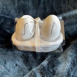Egg salt and pepper shakers in a nest